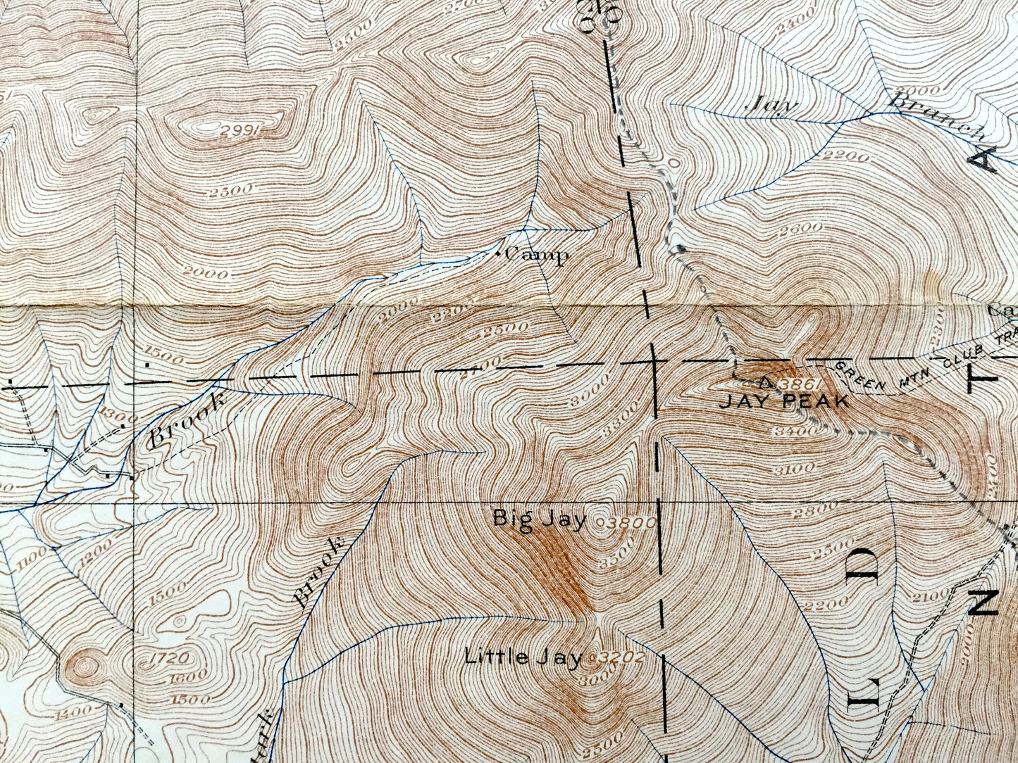 Antique Jay Peak, Vermont 1925 US Geological Survey Topographic Map – Berkshire, Richford, Montgomery, Lowell, Belvidere, Eden, Averys Gore
