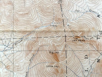 Antique Jay Peak, Vermont 1925 US Geological Survey Topographic Map – Berkshire, Richford, Montgomery, Lowell, Belvidere, Eden, Averys Gore