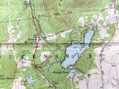 Antique Glens Falls, New York 1955 US Geological Survey Topographic Map – Adirondacks, Lake George, Hudson Falls, Caldwell, Fort Edward, NY