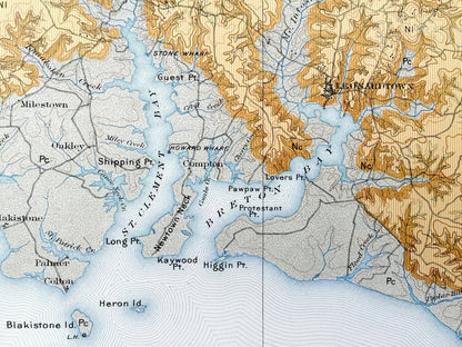 Antique Nomini, Virginia 1895 US Geological Survey Topographic Map – Piney Point, Potomac River, Leonardtown Maryland Westmoreland County VA
