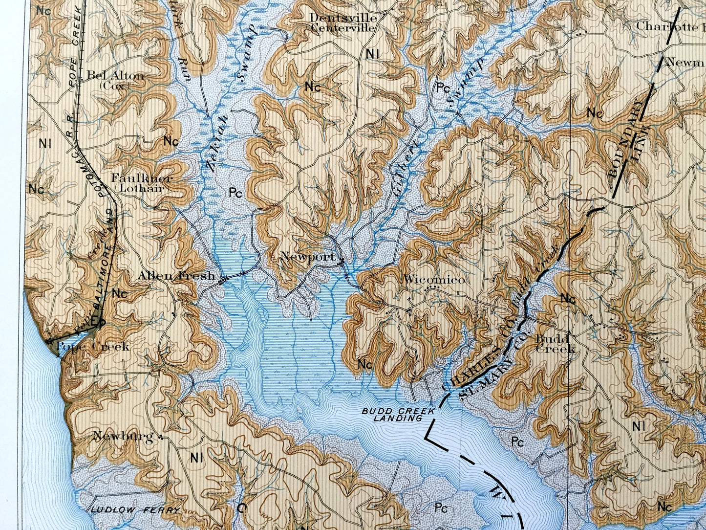 Antique Nomini, Virginia 1895 US Geological Survey Topographic Map – Piney Point, Potomac River, Leonardtown Maryland Westmoreland County VA
