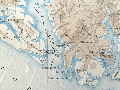 Antique Nomini, Virginia 1895 US Geological Survey Topographic Map – Piney Point, Potomac River, Leonardtown, Maryland, Westmoreland County