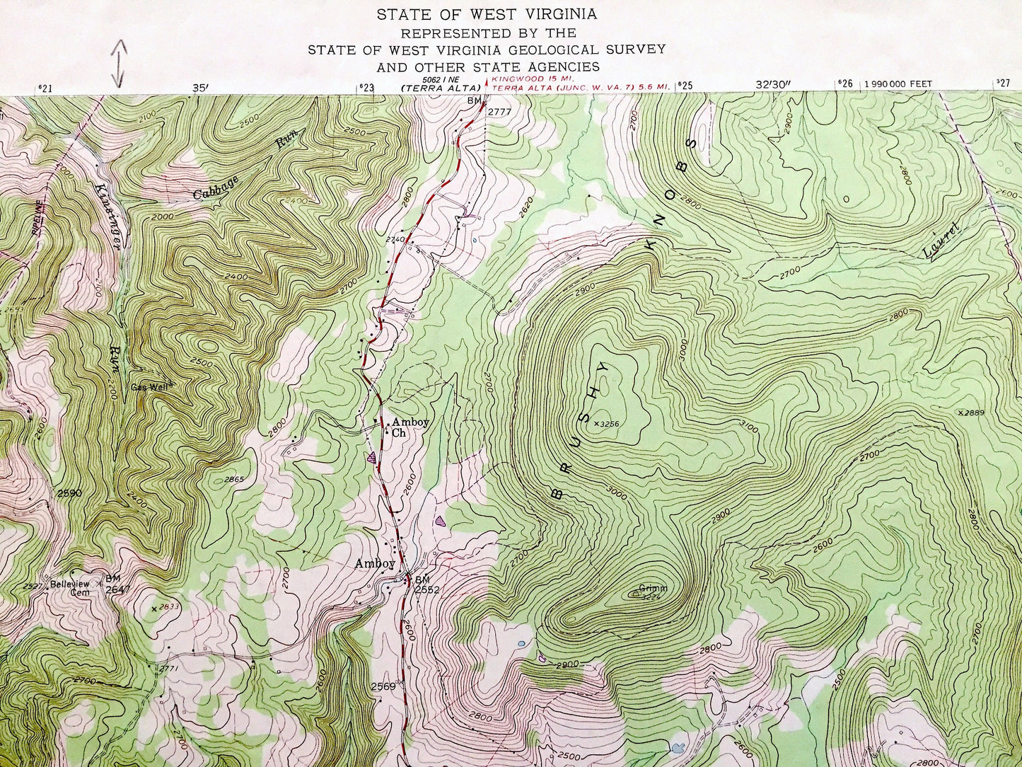 Antique Aurora, West Virginia 1959 US Geological Survey Topographic Map – Tucker, Preston County, Monongahela National Forest, Amboy, WV