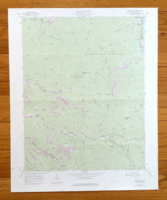 Antique Barnabus, West Virginia 1963 US Geological Survey Topographic Map – Logan, Mingo County, Island Creek, Lee, Mangolia, Stirrat, WV