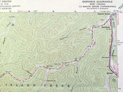 Antique Barnabus, West Virginia 1963 US Geological Survey Topographic Map – Logan, Mingo County, Island Creek, Lee, Mangolia, Stirrat, WV