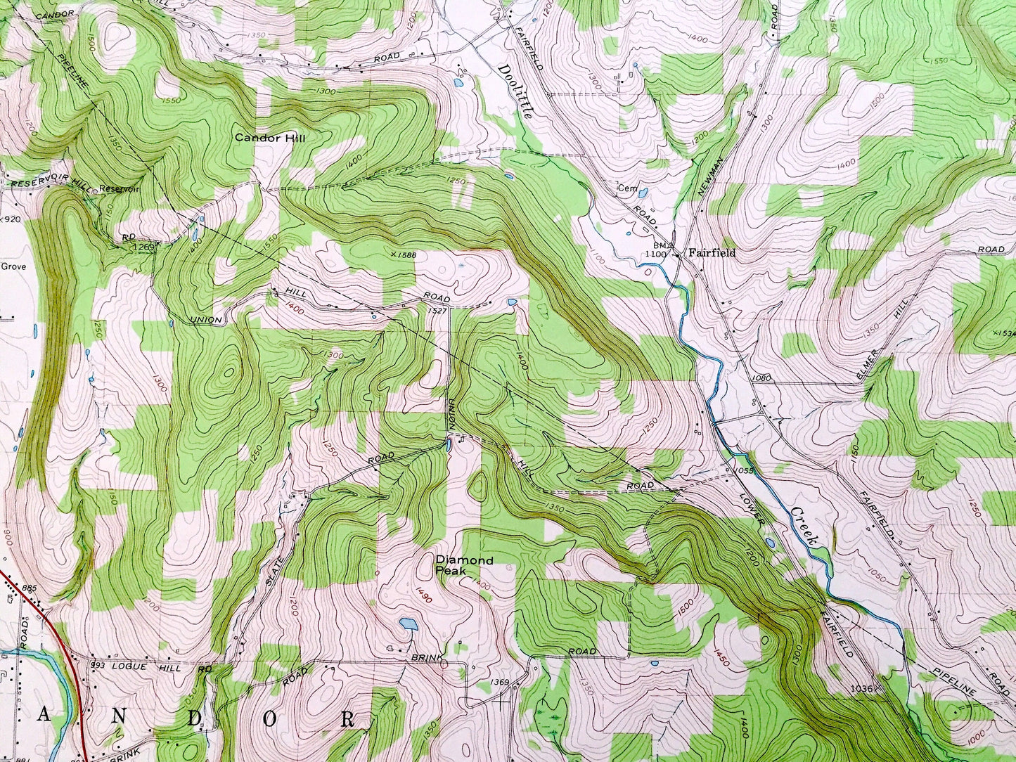 Antique Candor, New York 1969 US Geological Survey Topographic Map — Tioga County, Owego, Gridleyville, Fairfield, Hubbardtown, Catatonk, NY