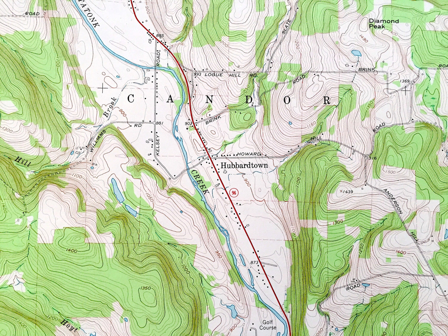 Antique Candor, New York 1969 US Geological Survey Topographic Map — Tioga County, Owego, Gridleyville, Fairfield, Hubbardtown, Catatonk, NY
