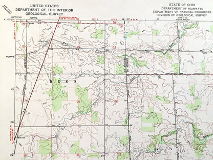Antique Centerton, Ohio 1960 US Geological Survey Topographic Map — Huron, Seneca County, Reed, Norwich, Venice, Richmond, Omar, OH