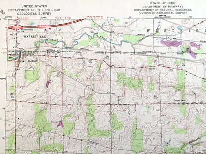 Antique Creston, Ohio 1961 US Geological Survey Topographic Map — Medina, Wayne County, Harrisville, Westfield, Congress, Canaan, Wayne, OH