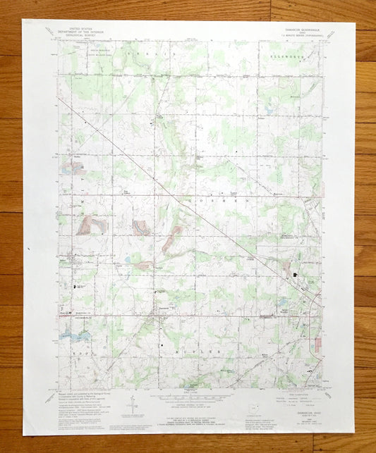 Antique Damascus, Ohio 1966 US Geological Survey Topographic Map — Mahoning, Columbiana County, Berlin, Ellsworth, Smith, Goshen, Butler, OH