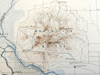 Antique Marysville, California 1886 US Geological Survey Topographic Map – College, Colusa, Biggs, Gridley, Yuba City, Butte, Sutter City CA