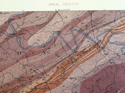 Antique Knoxville, Tennessee 1884 US Geological Survey Topographic Map – Knox, Sevier, Blount, Swain County, Maryville, Sevierville, TN
