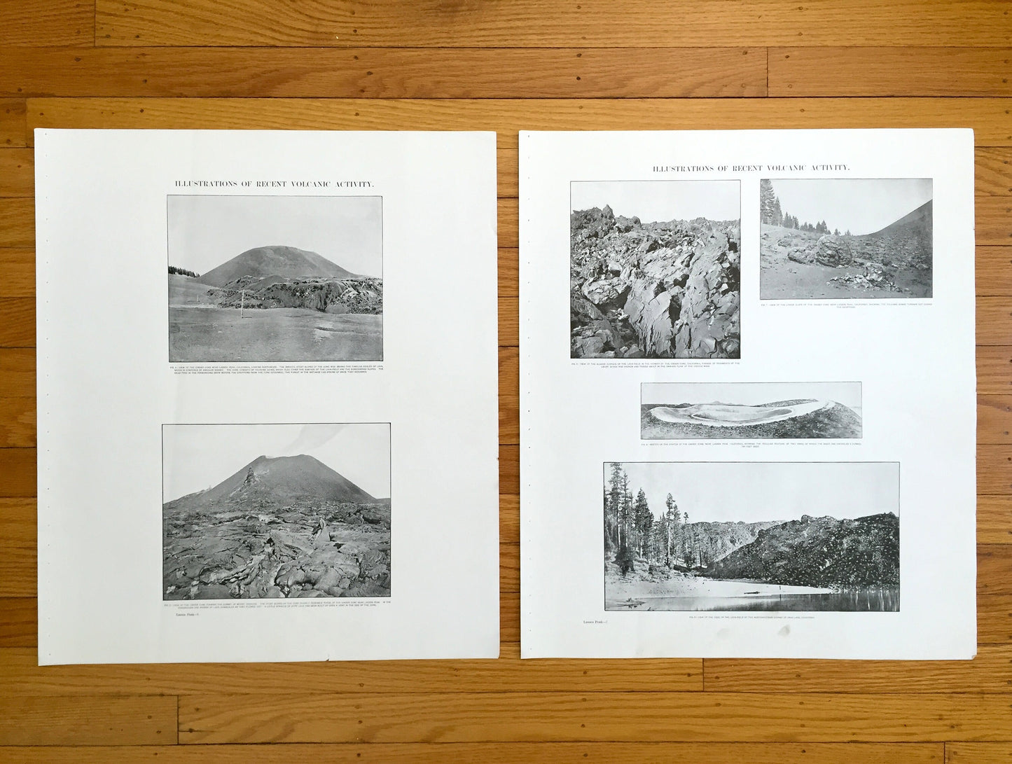 Antique Lassen Peak, California 1882 Volcanic Activity Illustrations – US Geological Survey – Shasta, Tehama County, Lassen Forest, CA
