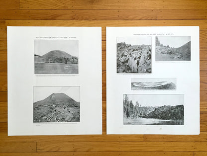 Antique Lassen Peak, California 1882 Volcanic Activity Illustrations – US Geological Survey – Shasta, Tehama County, Lassen Forest, CA