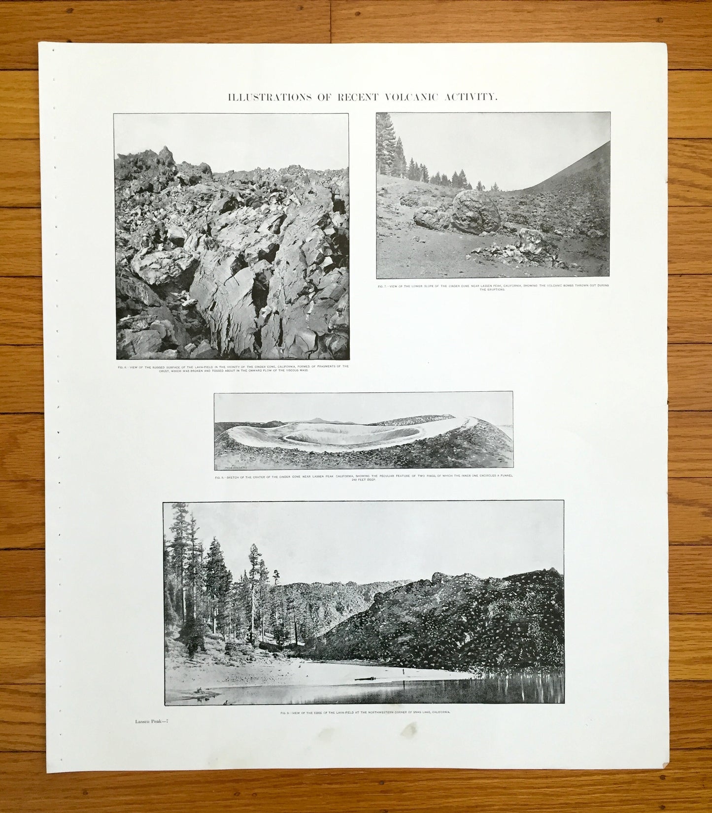 Antique Lassen Peak, California 1882 Volcanic Activity Illustrations – US Geological Survey – Shasta, Tehama County, Lassen Forest, CA