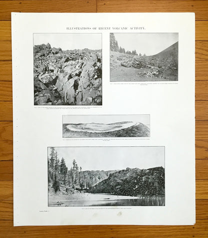 Antique Lassen Peak, California 1882 Volcanic Activity Illustrations – US Geological Survey – Shasta, Tehama County, Lassen Forest, CA