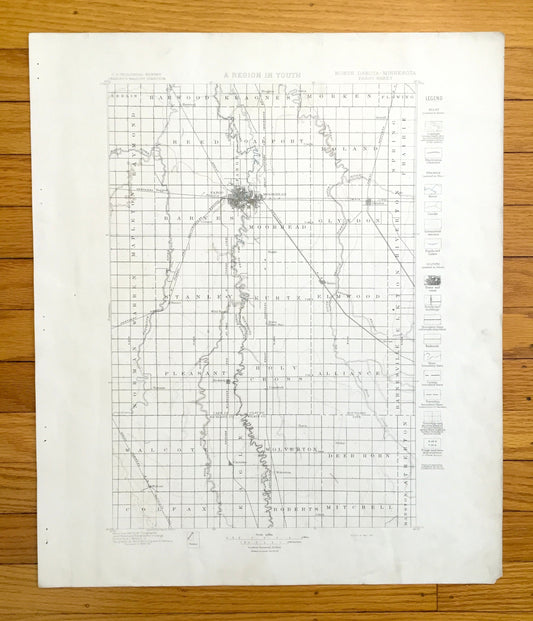 Antique Fargo, North Dakota 1894 US Geological Survey Topographic Map – Moorhead, Minnesota, Cass, Richland, Clay, Wilkin County, MN ND