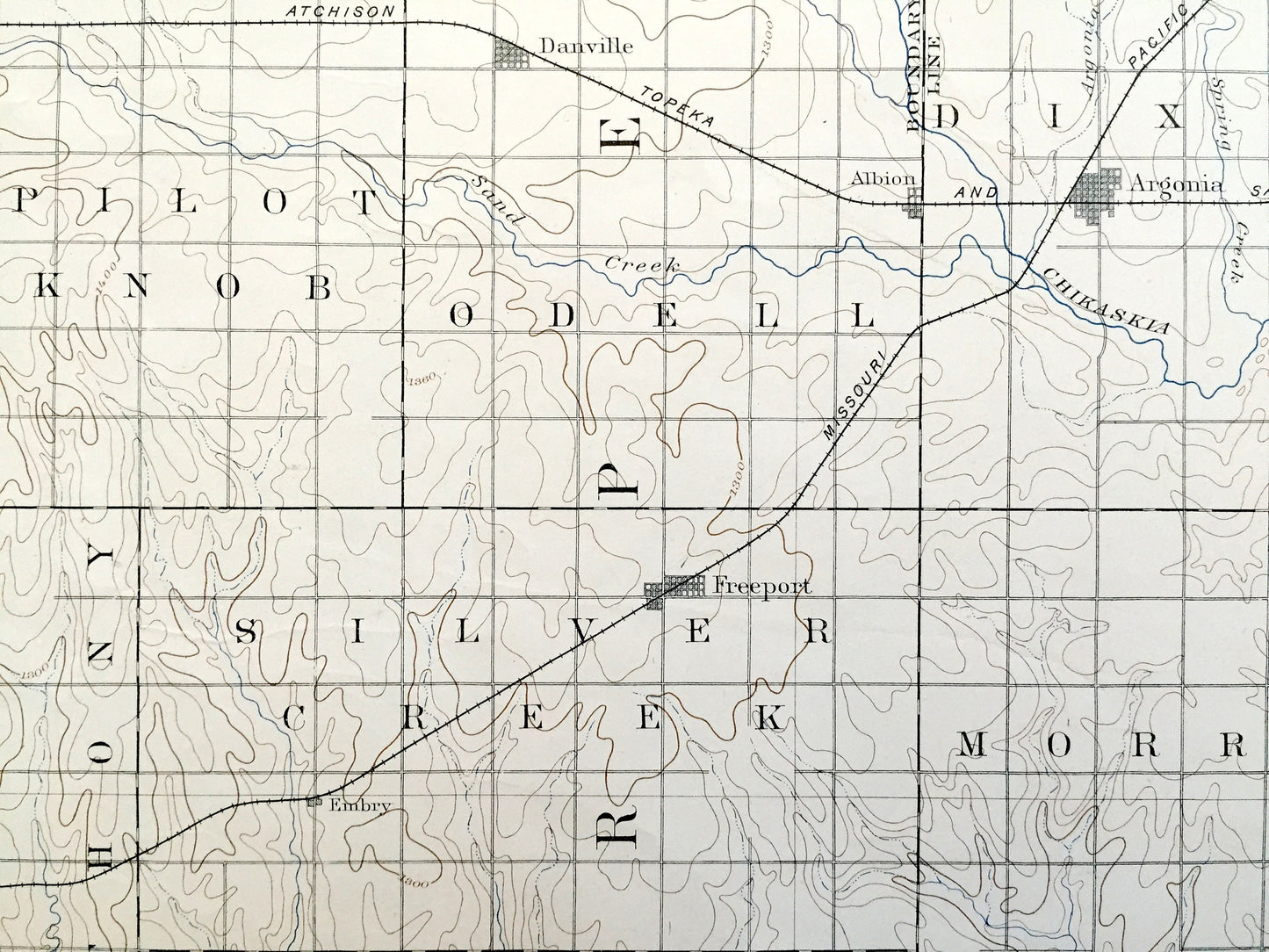 Antique Caldwell, Kansas 1889 US Geological Survey Topographic Map – Bluff, Corbin, Conway Spring, Viola, Anness, Milan, Anson, Argonia, KS