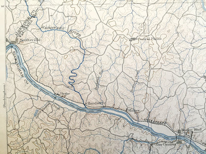 Antique Palmyra, Virginia 1888 US Geological Survey Topographic Map – Columbia, Fork Union, Scottsville, Fluvanna, Albermarle, Cumberland VA