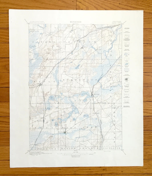Antique Eagle, Wisconsin 1889 US Geological Survey Topographic Map – Ottawa, Genesee, Waukesha, Mukwonago, Vernon, Troy Waterford Hilburn WI