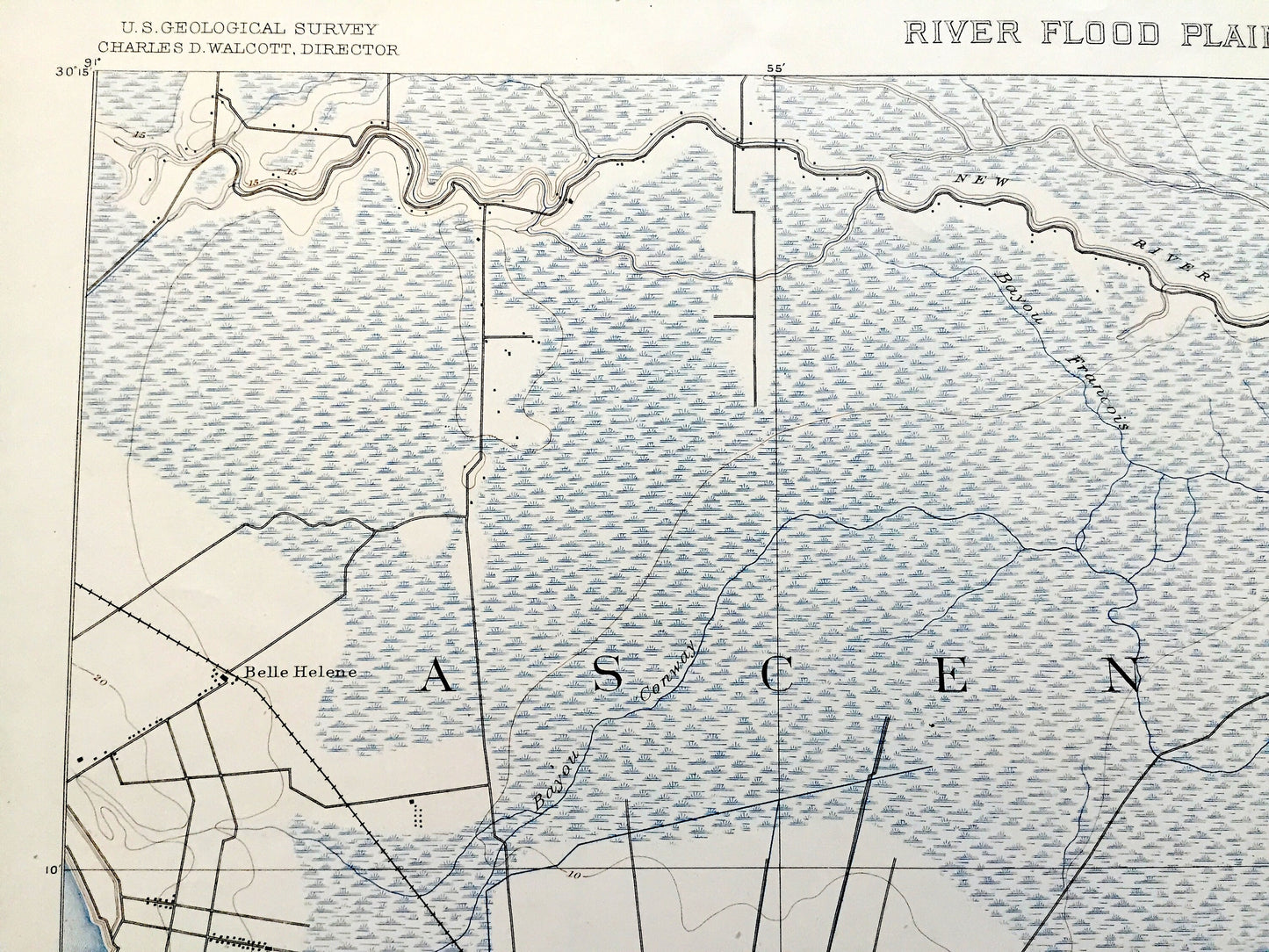 Antique Donaldsonville, Louisiana 1890 US Geological Survey Topographic Map – Ascension, St James Parish, Sorrento, Mississippi River, LA