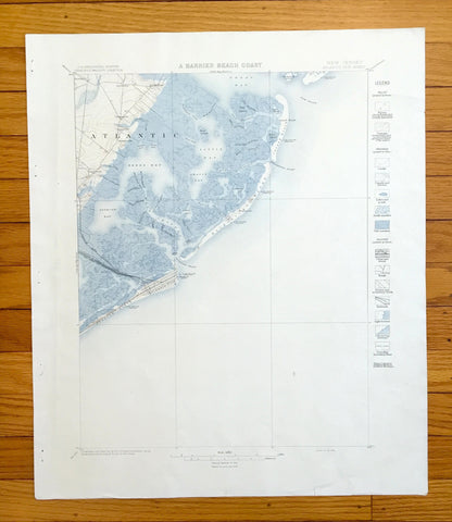 Antique Atlantic City, New Jersey 1894 US Geological Survey Topographic Map — Margate City, Ventnor, Brigantine, Absecon, Galloway County NJ