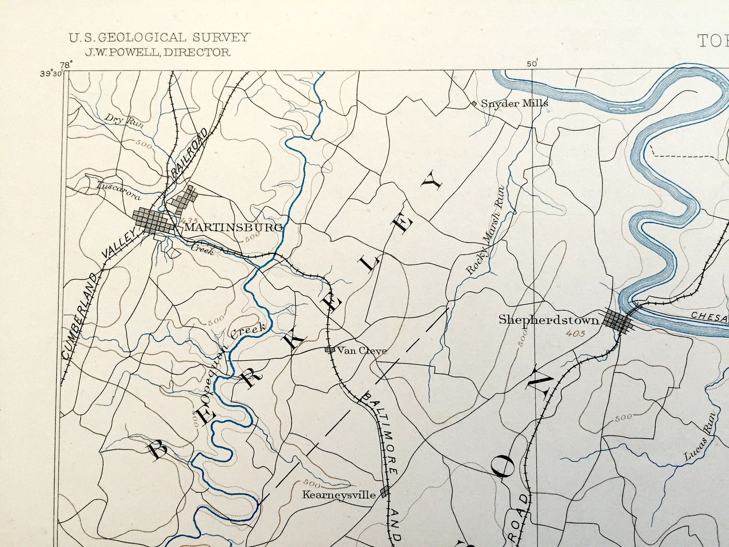 Antique Harpers Ferry, West Virginia 1884 US Geological Survey Topographic Map – Antietam Battlefield, Sharpsburg, Frederick, Maryland WV MD