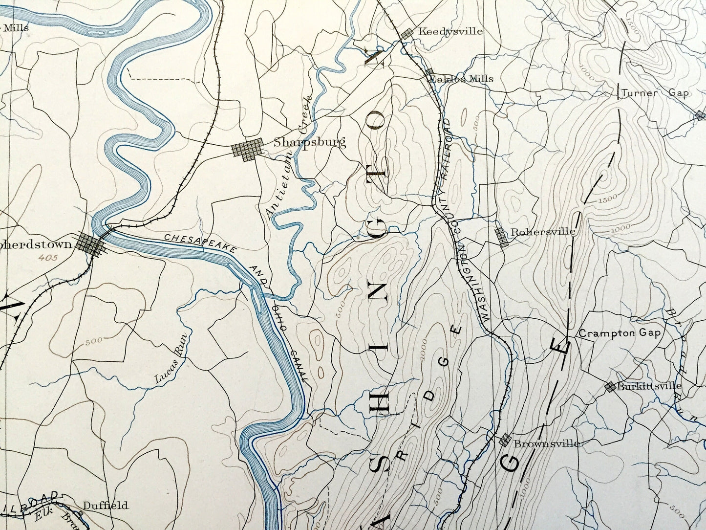 Antique Harpers Ferry, West Virginia 1884 US Geological Survey Topographic Map – Antietam Battlefield, Sharpsburg, Frederick, Maryland WV MD