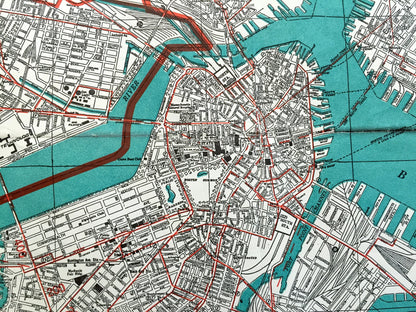 Antique 1938 Boston, Massachusetts Street Map by George F. Cram – Arlington, Cambridge, Belmont, Somerville, Winchester, Brookline, MA