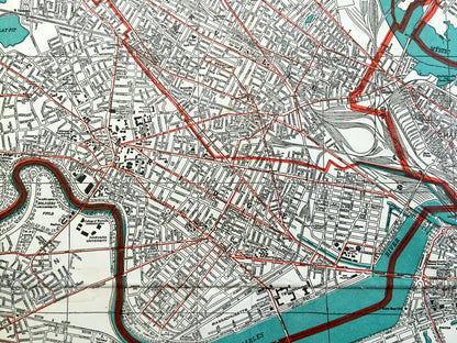 Antique 1938 Boston, Massachusetts Street Map by George F. Cram – Arlington, Cambridge, Belmont, Somerville, Winchester, Brookline, MA