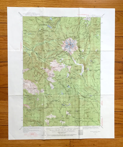 Antique Mount Hood, Oregon 1924 US Geological Survey Topographic Map – Multnomah, Clackamas, Wasco, Zigzag River, Cascade Range, OR, Mt