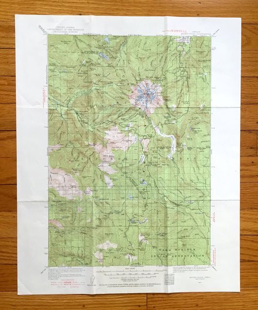 Antique Mount Hood, Oregon 1924 US Geological Survey Topographic Map – Multnomah, Clackamas, Wasco, Zigzag River, Cascade Range, OR, Mt