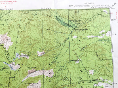 Antique Mt Jefferson, Oregon 1927 US Geological Survey Topographic Map – Marion, Clackamas, Linn County, Mount Hood National Forest, OR, Mt