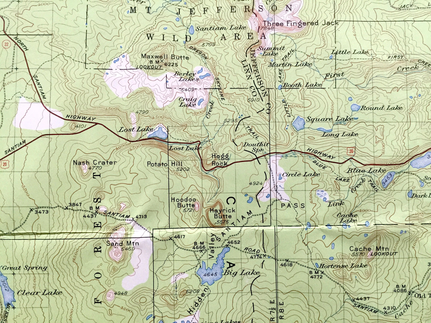 Antique Three Sisters, Oregon 1929 US Geological Survey Topographic Map – Linn, Lane, Jefferson County, Willamette, Deschutes Forest, OR