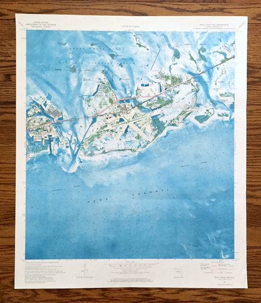 Antique Boca Chica Key, Florida 1971 US Geological Survey Topographic Map – Monroe County, Key West, Saddlebunch, Stock Island, Raccoon FL