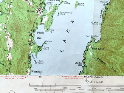 Antique Bolton Landing, New York 1958 US Geological Survey Topographic Map – Adirondacks, Lake George, Silver Bay, Horicon, Hague Schroon NY