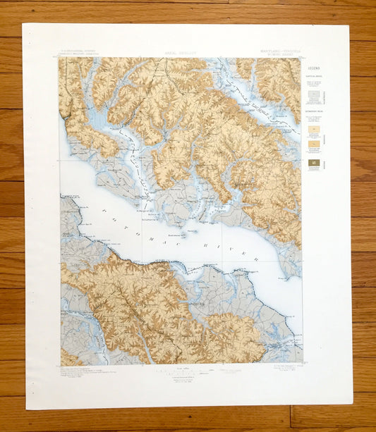 Antique Nomini, Virginia 1895 US Geological Survey Topographic Map – Piney Point, Potomac River, Leonardtown Maryland Westmoreland County VA