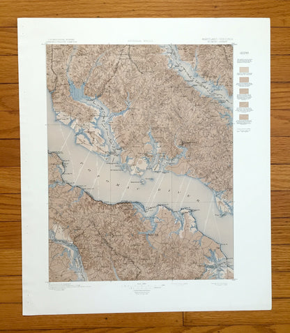 Antique Nomini, Virginia 1895 US Geological Survey Topographic Map – Piney Point, Potomac River, Leonardtown, Maryland, Westmoreland County