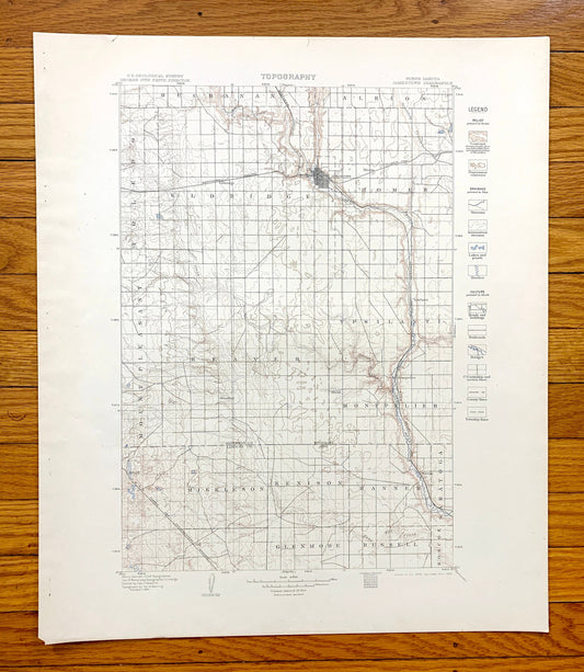 Antique Jamestown, North Dakota 1896 US Geological Survey Topographic Map – Stutsman, Lamoure County, Atwill, Alfred, Adrian, Sharlow ND