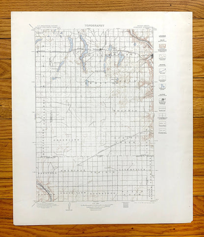 Antique Eckelson, North Dakota 1897 US Geological Survey Topographic Map – Stutsman, Lamoure, Barnes Ransom County, Sanborn, Hobart, ND