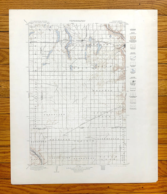 Antique Eckelson, North Dakota 1897 US Geological Survey Topographic Map – Stutsman, Lamoure, Barnes Ransom County, Sanborn, Hobart, ND