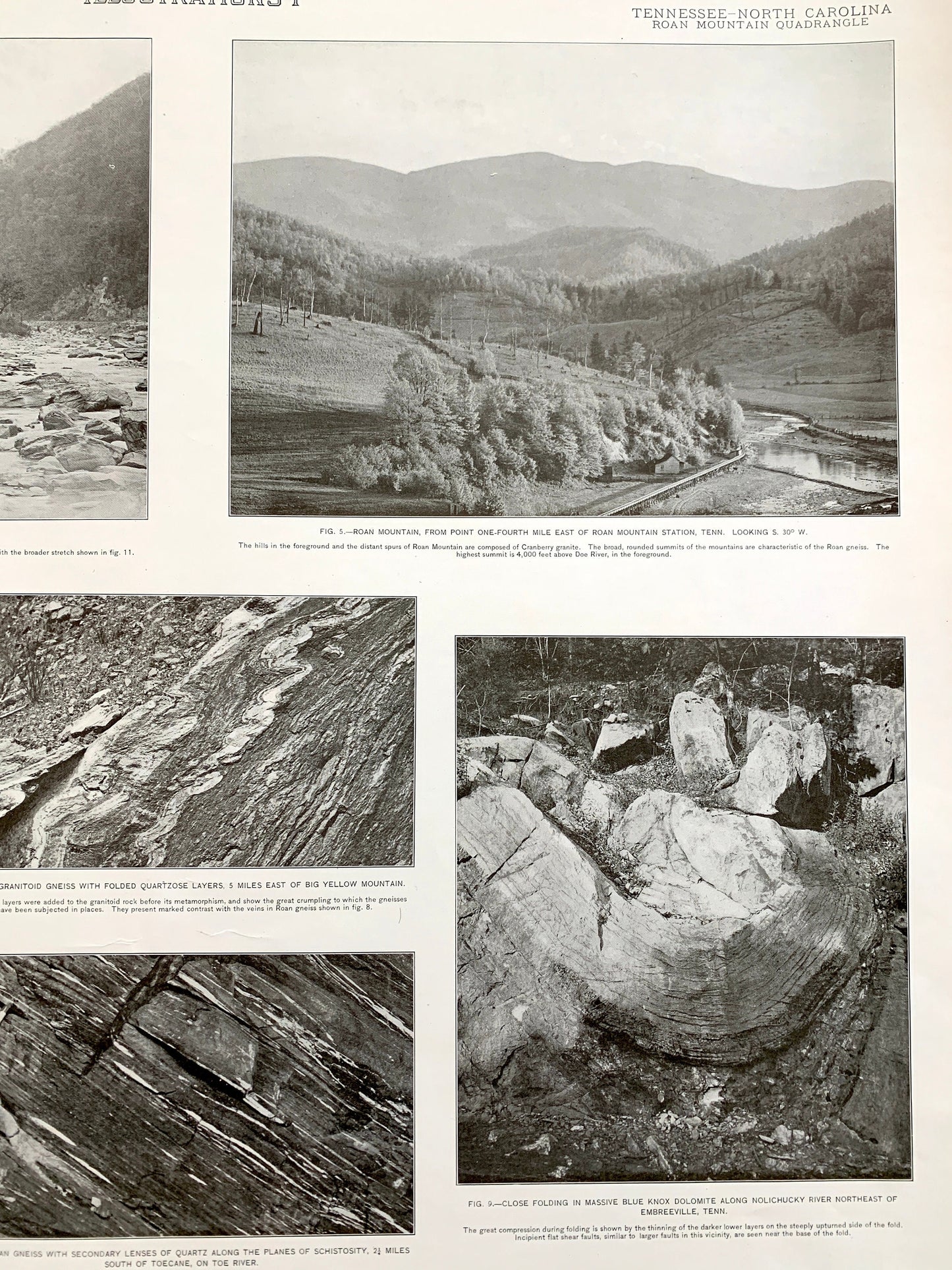 Antique Roan Mountain, Tennessee 1907 Rock Formation Photographs Illustrations – US Geological Survey –  Elizabethton, Johnson City, TN