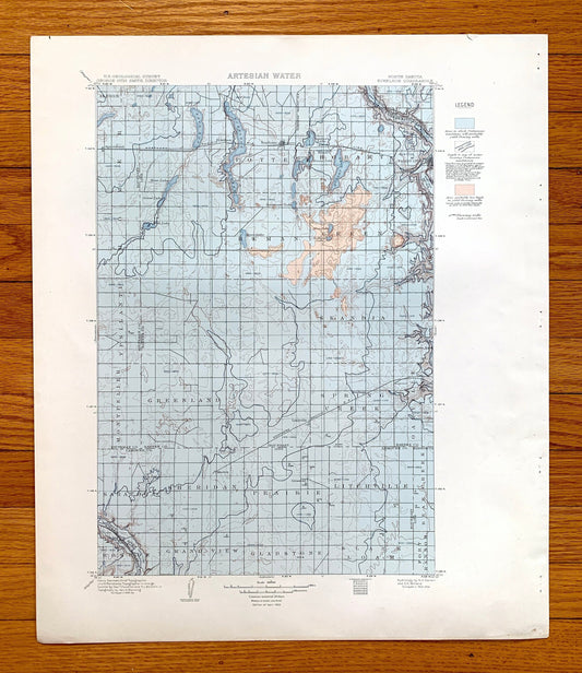 Antique Eckelson, North Dakota 1909 US Geological Survey Topographic Map – Stutsman, Lamoure, Barnes, Ransom County, Sanborn, Hobart, ND