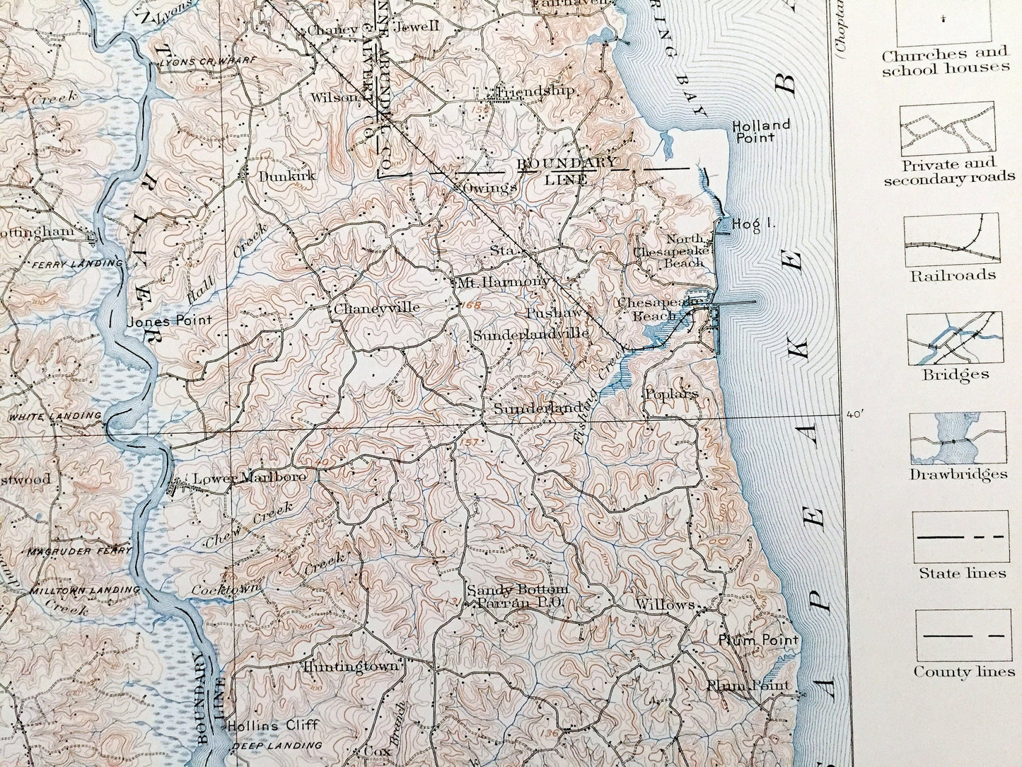 Antique Patuxent, Maryland 1906 US Geological Survey Topographic Map – Prince Georges, Anne Arundel, Annapolis, Chesapeake, Washington DC
