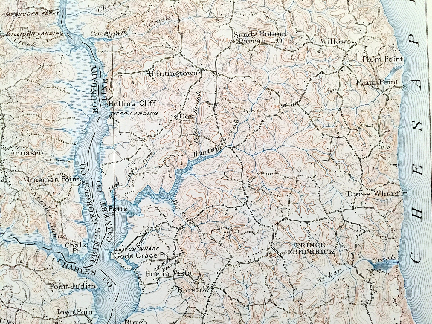Antique Patuxent, Maryland 1906 US Geological Survey Topographic Map – Prince Georges, Anne Arundel, Annapolis, Chesapeake, Washington DC