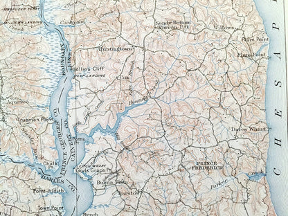 Antique Patuxent, Maryland 1906 US Geological Survey Topographic Map – Prince Georges, Anne Arundel, Annapolis, Chesapeake, Washington DC