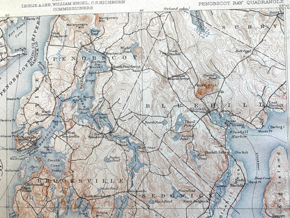 Antique Penobscot Bay, Maine 1905 US Geological Survey Topographic Map – Deer Isle, Searsport, Vinalhaven, Blue Hill, Sedgwick, Castine ME