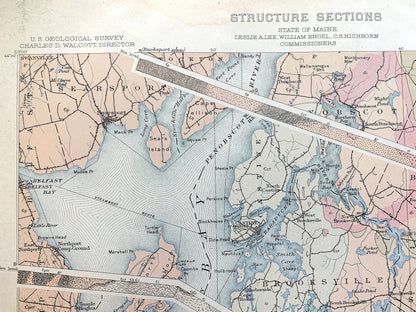 Antique Penobscot Bay, Maine 1907 US Geological Survey Topographic Map – Deer Isle, Searsport, Vinalhaven, Blue Hill, Sedgwick, Castine ME