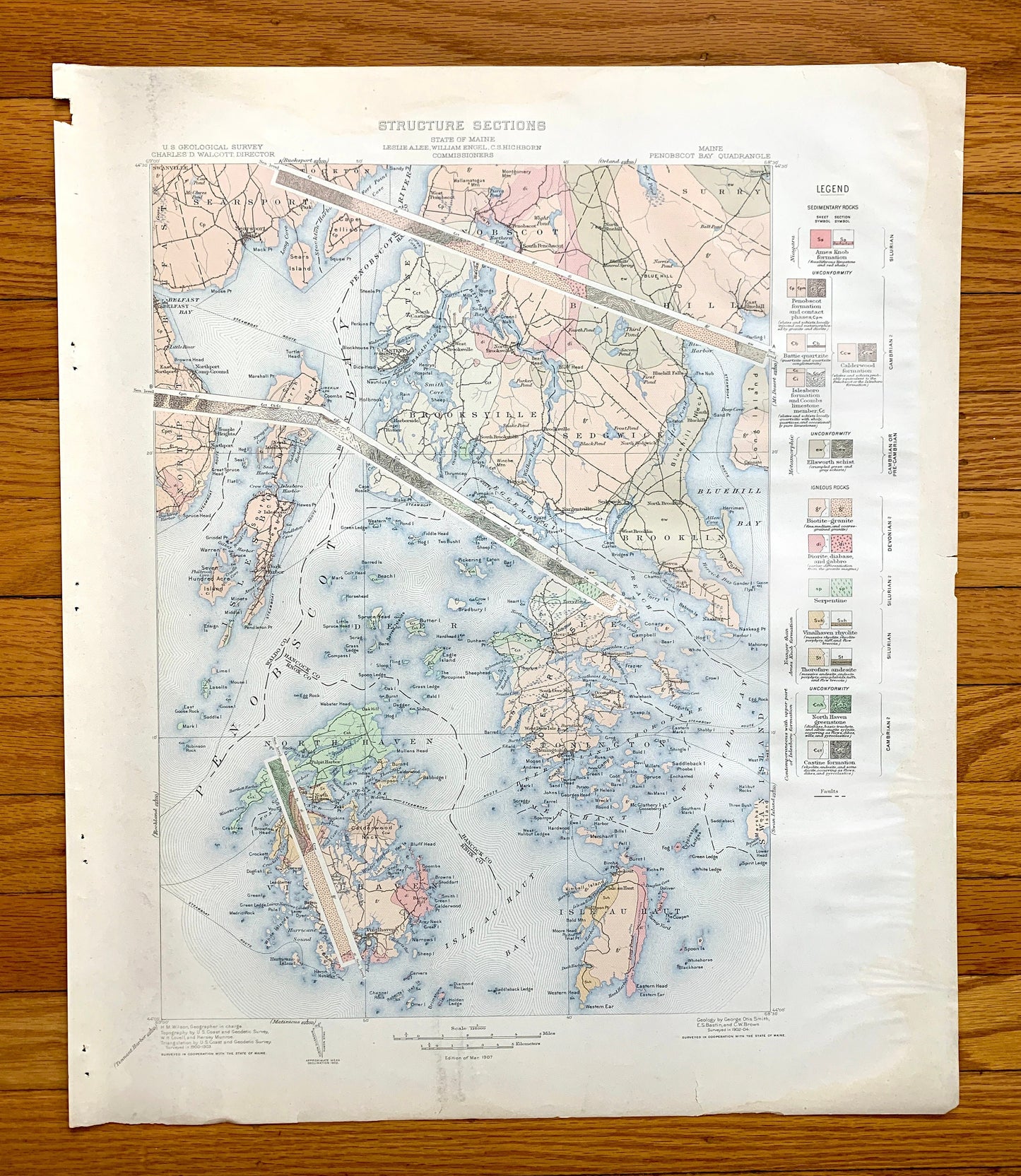 Antique Penobscot Bay, Maine 1907 US Geological Survey Topographic Map – Deer Isle, Searsport, Vinalhaven, Blue Hill, Sedgwick, Castine ME