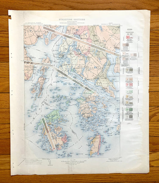 Antique Penobscot Bay, Maine 1907 US Geological Survey Topographic Map – Deer Isle, Searsport, Vinalhaven, Blue Hill, Sedgwick, Castine ME